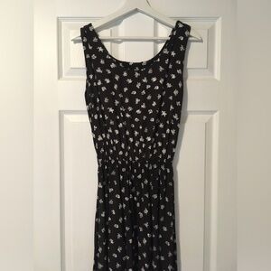 Vintage black floral midi dress made in Canada